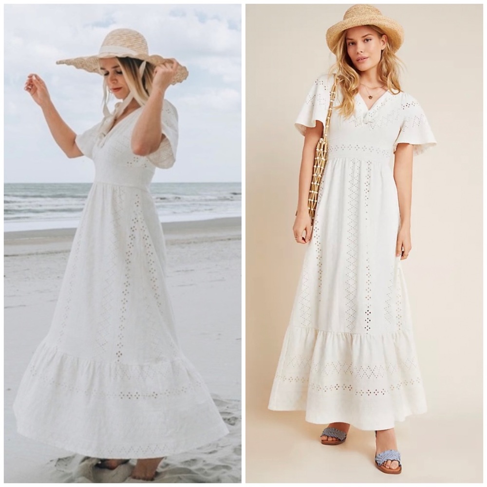 Anthropologie White Eyelet Maxi Dress